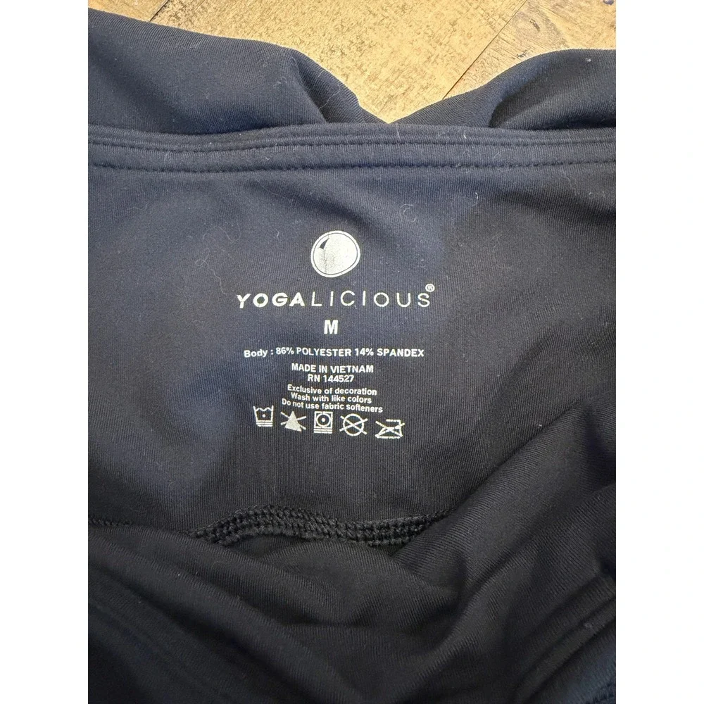 Yogalicious Womens Black High Waisted Full Length Yoga Leggings Size Medium